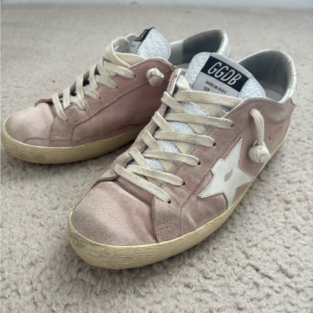 Golden Goose Super Star Pink Suede Sneakers Sz 38 - Picture 6 of 6